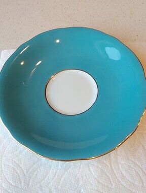 Aynsley Made In England Teal/Turquoise Gold-Rim Ceramic Saucer Replacement
